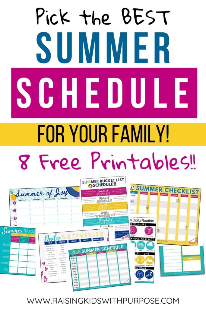 Picking The Best Summer Schedule For Kids 8 Free Printables Raising 