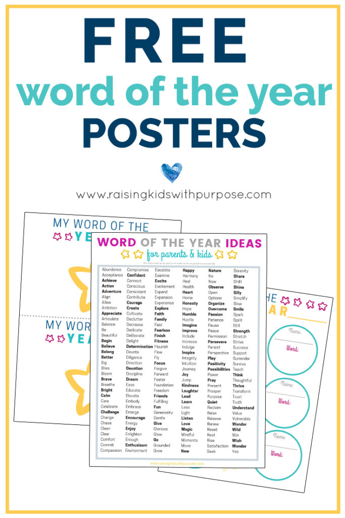 word of the year free printables