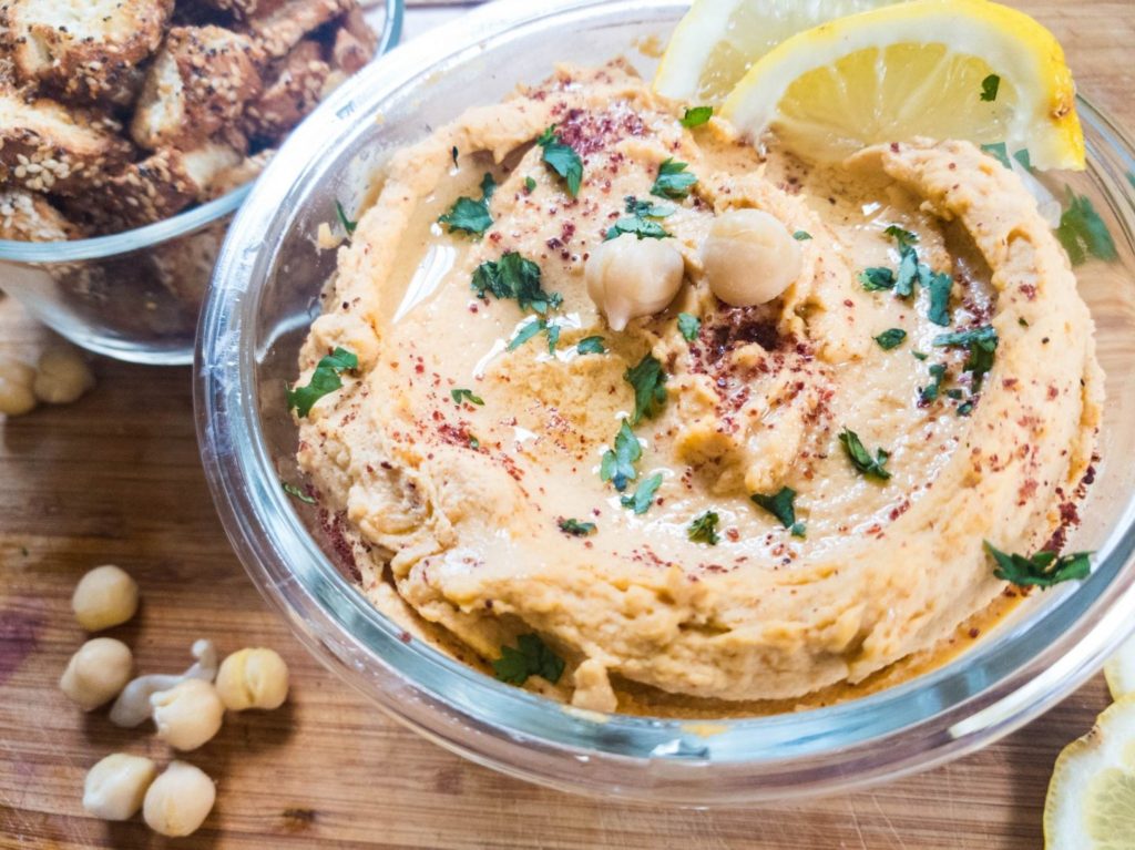 homemade hummus snack