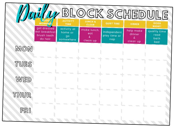 daily schedules for kids