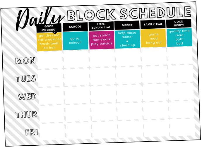 free download daily block schedule school