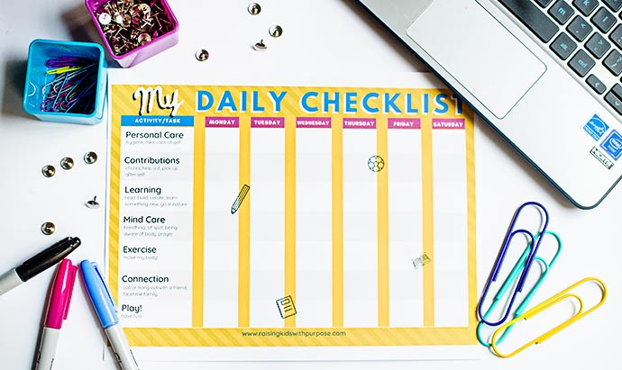 free dialy checklist for kids