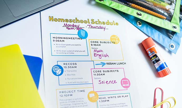 daily homeschool schedule for kids 