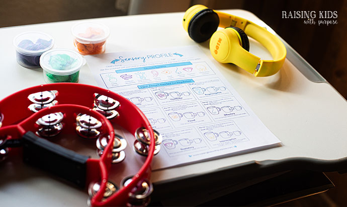 sensory profile worksheet on desk