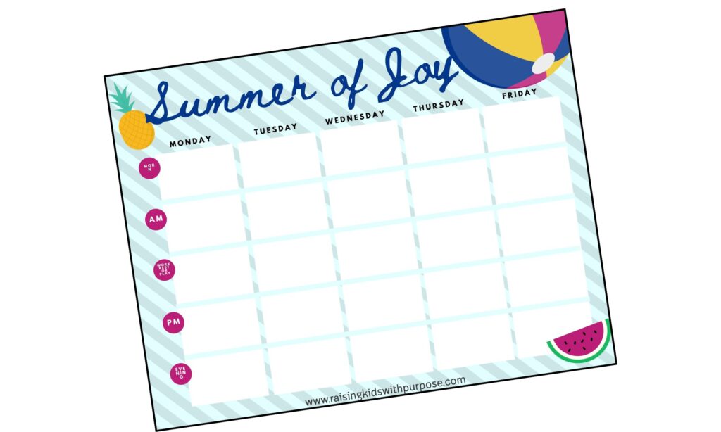 summer of Joy bucket list free printable