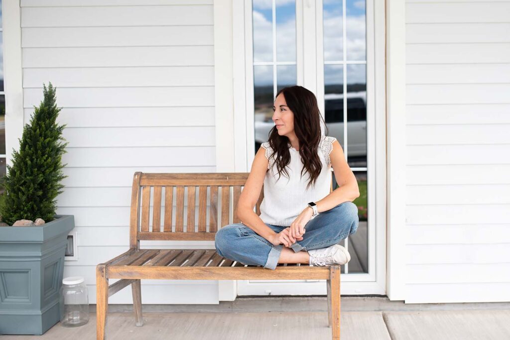 mom relaxing on porch