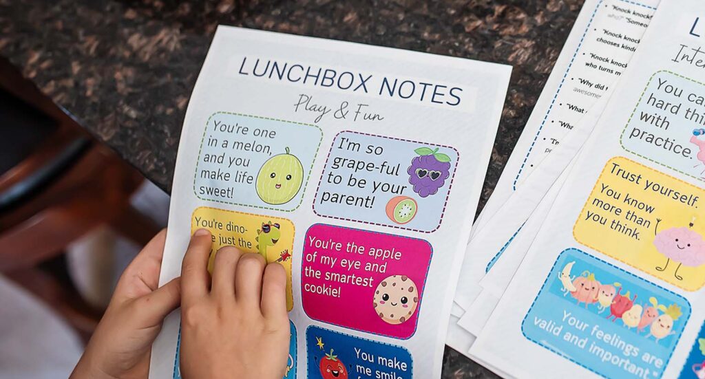 play and fun lunchbox notes