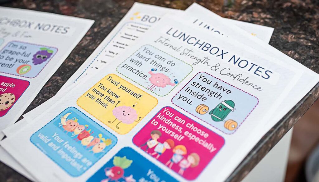 internal strength and confidence lunchbox notes