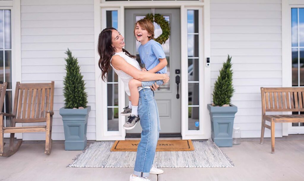 mom and son connecting