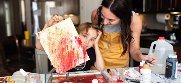 paint marbling with kids